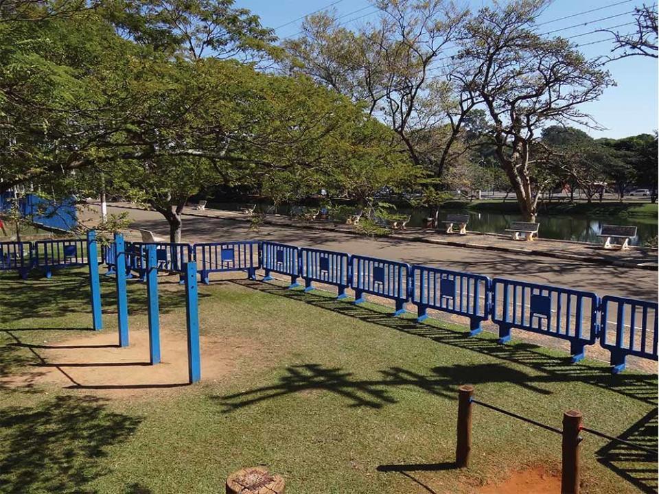 Plastic barriers at park