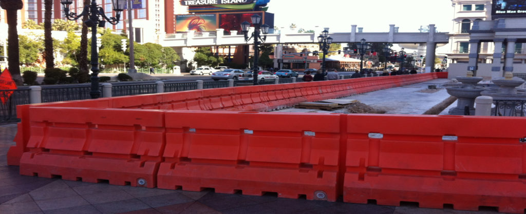 Road Construction Site With Plastic Jersey